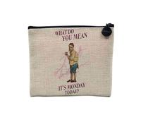 Pochette in lino - Collezione Zoomer Culture Collage Vintage Illustration Art Humour Scherzo Street Wear - Astuccio trucco in tela effetto lino - Astuccio da toilette - Portamonete, It's Monday, 15 x