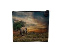 Pochette in lino - Collezioni più belle foto Elephant Savana Nature Wild Asia - Astuccio per trucco in tela effetto lino - Astuccio da toilette - Portamonete, Savana, 15 x 10 cm, Astuccio per il