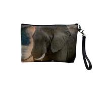 Pochette in lino - Collezioni più belle foto Elephant Savana Nature Wild Asia - Astuccio per trucco in tela effetto lino - Astuccio da toilette - Portamonete, Elefante Africa 2, 23.5 x 15 cm, Astuccio