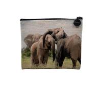Pochette in lino - Collezioni più belle foto Elephant Savana Nature Wild Asia - Astuccio per trucco in tela effetto lino - Astuccio da toilette - Portamonete, Gregge 3, 15 x 10 cm, Astuccio per il