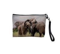 Pochette in lino - Collezioni più belle foto Elephant Savana Nature Wild Asia - Astuccio per trucco in tela effetto lino - Astuccio da toilette - Portamonete, Gregge 3, 23.5 x 15 cm, Astuccio per il