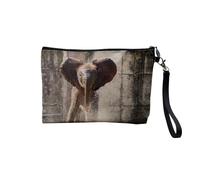 Pochette in lino - Collezioni più belle foto Elephant Savana Nature Wild Asia - Astuccio per trucco in tela effetto lino - Astuccio da toilette - Portamonete, Bambino 2, 23.5 x 15 cm, Astuccio per il