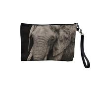 Pochette in lino - Collezioni più belle foto Elephant Savana Nature Wild Asia - Astuccio per trucco in tela effetto lino - Astuccio da toilette - Portamonete, Primo piano, 23.5 x 15 cm, Astuccio per