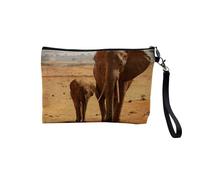 Pochette in lino - Collezioni più belle foto Elephant Savana Nature Wild Asia - Astuccio per trucco in tela effetto lino - Astuccio da toilette - Portamonete, Savana 2, 23.5 x 15 cm, Astuccio per il