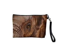 Pochette in lino - Collezioni più belle foto Elephant Savana Nature Wild Asia - Astuccio per trucco in tela effetto lino - Astuccio da toilette - Portamonete, Primo Piano Occhio, 23.5 x 15 cm,