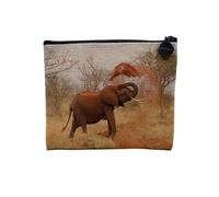 Pochette in lino - Collezioni più belle foto Elephant Savana Nature Wild Asia - Astuccio per trucco in tela effetto lino - Astuccio da toilette - Portamonete, Doccia, 15 x 10 cm, Astuccio per il