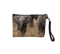 Pochette in lino - Collezioni più belle foto Elephant Savana Nature Wild Asia - Astuccio per trucco in tela effetto lino - Astuccio da toilette - Portamonete, Bambino Savana, 23.5 x 15 cm, Astuccio