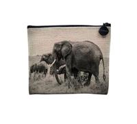 Pochette in lino - Collezioni più belle foto Elephant Savana Nature Wild Asia - Astuccio per trucco in tela effetto lino - Astuccio da toilette - Portamonete, gregge, 15 x 10 cm, Astuccio per il