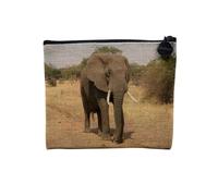 Pochette in lino - Collezioni più belle foto Elephant Savana Nature Wild Asia - Astuccio per trucco in tela effetto lino - Astuccio da toilette - Portamonete, Savana 3, 15 x 10 cm, Astuccio per il