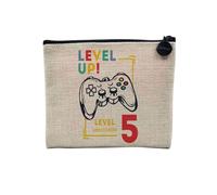 Pochette in lino - Compleanno Bambino Celebrazione Idea Compleanno Regalo Inglese Anni 1-10 - Astuccio trucco in tela effetto lino - Astuccio da toilette - Portamonete, Gamer 5, 15 x 10 cm, Astuccio