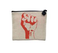 Pochette in lino - Comunismo e Comunisti celebri Che Guevara - Astuccio trucco in tela effetto lino - Astuccio da toilette - Portamonete, Fist, 15 x 10 cm, Astuccio per il trucco