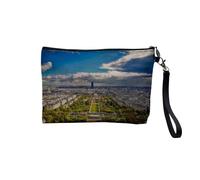 Pochette in lino con vista del Champ de Mars Paris France - Astuccio per trucco in tela effetto lino, 23,5 x 15 cm, Campo di marzo, 23.5 x 15 cm, Astuccio per il trucco