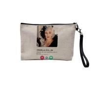 Pochette in lino - Cruella Dalmata - Rete sociale Amore Cattivo - Astuccio per trucco in tela effetto lino, astuccio da bagno, 23,5 x 15 cm, Cruella Devil, 23.5 x 15 cm, Astuccio per il trucco