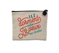 Pochette in lino - Dorment Je Peux me Svegliare umorismo, scherzo, astuccio per trucco in tela, effetto lino, portamonete - 15 x 10 cm, lino, 15 x 10 cm, Astuccio per il trucco