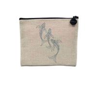 Pochette in lino - Ecologia Ambiente Bio Diversità Messaggi Ecologisti - Astuccio per trucco in tela effetto lino - Astuccio da toilette - Portamonete, pesci, 15 x 10 cm, Astuccio per il trucco