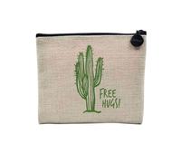 Pochette in lino - Ecologia Ambiente Bio Diversità Messaggi Ecologisti - Astuccio per trucco in tela effetto lino - Astuccio da toilette - Portamonete, Free Hugs, 15 x 10 cm, Astuccio per il trucco