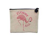 Pochette in lino - Flemma in rosa, gioco di parola fenicottero rosa annoiato, astuccio per trucco in tela, effetto lino, portamonete - 15 x 10 cm, Flemma Rosa, 15 x 10 cm, Astuccio per il trucco