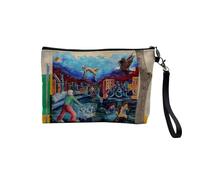 Pochette in lino - Graffiti Street Art Tague Art de Street Pittura urbana - Astuccio trucco in tela effetto lino, astuccio da toilette - Portamonete, San Francisco, 23.5 x 15 cm, Astuccio per il