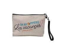 Pochette in Lino - Iniziamo di nuovo le vacanze? J'êis Pas Prête - Astuccio per trucco in tela, effetto lino, 23,5 x 15 cm, Vacanze, 23.5 x 15 cm, Astuccio per il trucco