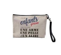 Pochette in lino - J'Ai dei bambini grandi ma ho anche un'arma una pala e un alibi - Astuccio per trucco in tela effetto lino, portamonete - 15 x 10 cm, lino, 23.5 x 15 cm, Astuccio per il trucco