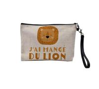 Pochette in lino - J'Ai mangiato del Leone Bambino Disegno - Astuccio per trucco in tela effetto lino - Astuccio da toilette - 23,5 x 15 cm, Ho mangiato, 23.5 x 15 cm, Astuccio per il trucco