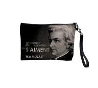 Pochette in lino - Je Cherche les Notes che si aime Mozart Citation Musique - Astuccio per trucco in tela effetto lino - Astuccio da toilette - 23,5 x 15 cm, Mozart, 23.5 x 15 cm, Astuccio per il