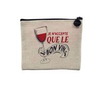 Pochette in lino - Je n'Accette que Le Bon Vin Luxe Alcool - Astuccio per trucco in tela effetto lino, portamonete - 15 x 10 cm, lino, 15 x 10 cm, Astuccio per il trucco