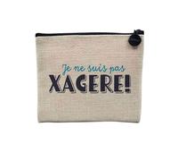 Pochette in lino - Je ne is pas Xagère enfant Expression - Astuccio per trucco in tela effetto lino, portamonete - 15 x 10 cm, lino, 15 x 10 cm, Astuccio per il trucco