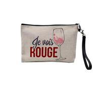 Pochette in lino - Je Vois Rouge Humour Vin, gioco di parole, astuccio per trucco in tela, effetto lino, portamonete - 15 x 10 cm, lino, 23.5 x 15 cm, Astuccio per il trucco