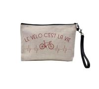 Pochette in lino - Le Cyclette C'est la Vie France Ciclismo Tour MTB Course - Astuccio per trucco in tela effetto lino, astuccio da toilette - 23,5 x 15 cm, Bicicletta È Vita, 23.5 x 15 cm, Astuccio