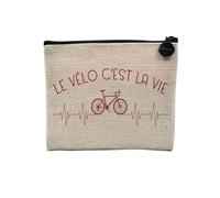 Pochette in lino - Le Cyclette C'est la Vie France Ciclismo Tour MTB Course - Astuccio per trucco in tela effetto lino - Portamonete - 15 x 10 cm, Bicicletta È Vita, 15 x 10 cm, Astuccio per il trucco