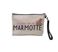 Pochette in lino - Le Jour de la Marmotte Sieste Humour - Astuccio per trucco in tela effetto lino - Astuccio da toilette - 23,5 x 15 cm, Mamotte, 23.5 x 15 cm, Astuccio per il trucco