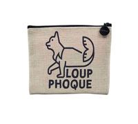Pochette in lino - Lupo Phoque Humour Animaux Loufoque Gioco di Parola - Astuccio per trucco in tela effetto lino, portamonete - 15 x 10 cm, Lupo Foca, 15 x 10 cm, Astuccio per il trucco