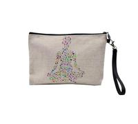 Pochette in lino - Meditation Posture Yoga Multicolor Bien Essere - Astuccio trucco in tela effetto lino, portamonete - 15 x 10 cm, lino, 23.5 x 15 cm, Astuccio per il trucco