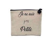 Pochette in lino, motivo: Je Ne is Pas Petite Hi Humour Barague - Astuccio per trucco in tela, effetto lino, portamonete - 15 x 10 cm, lino, 15 x 10 cm, Astuccio per il trucco