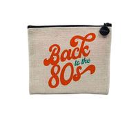 Pochette in lino - Music Vintage Parodia Joke Puns Disco Hippie Strumento Pop Rock - Astuccio trucco in tela effetto lino, astuccio da toilette - Portamonete, Back To The 80S, 15 x 10 cm, Astuccio per