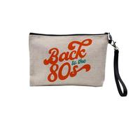 Pochette in lino - Music Vintage Parodia Joke Puns Disco Hippie Strumento Pop Rock - Astuccio trucco in tela effetto lino, astuccio da toilette - Portamonete, Back To The 80S, 23.5 x 15 cm, Astuccio