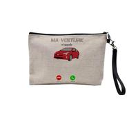 Pochette in lino - My Car mi chiama Passion - Astuccio per trucco in tela effetto lino, portamonete - 15 x 10 cm, lino, 23.5 x 15 cm, Astuccio per il trucco