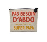 Pochette in lino, non necessaria, motivo: "Super Papà" Humour Heroes", astuccio per trucco in tela, effetto lino, portamonete, 15 x 10 cm, addominali 2, 15 x 10 cm, Astuccio per il trucco