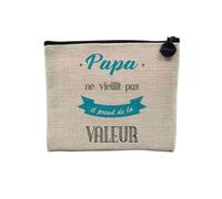 Pochette in lino - Papa non invecchia, prende il valore blu, astuccio per trucco in tela, effetto lino, portamonete - 15 x 10 cm, lino, 15 x 10 cm, Astuccio per il trucco