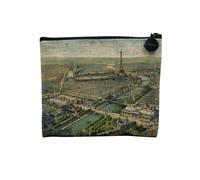 Pochette in lino - Parigi con incisione antica disegno 1900 Torre Eiffel Vintage - Astuccio per trucco in tela effetto lino, portamonete - 15 x 10 cm, vecchia Parigi, 15 x 10 cm, Astuccio per il