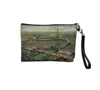 Pochette in lino - Parigi con incisione antica disegno 1900 Torre Eiffel Vintage - Astuccio per trucco in tela effetto lino, astuccio da bagno, 23,5 x 15 cm, vecchia Parigi, 23.5 x 15 cm, Astuccio per