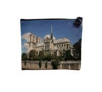 Pochette in lino - Paris Chiesa Cathedrale Notre Dame Monument France - Astuccio per trucco in tela effetto lino, portamonete - 15 x 10 cm, Nostra Signora 2, 15 x 10 cm, Astuccio per il trucco