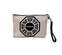 Pochette in lino - Parodies Videogiochi Film Geek Film Humour - Astuccio per trucco in tela effetto lino, astuccio da toilette - Portamonete, Dharma, 23.5 x 15 cm, Astuccio per il trucco