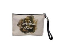 Pochette in lino - Pittore Celebre Creation Signature Collage Art Artiste Pittura Fiori Frutta - Astuccio trucco in tela effetto lino - Astuccio da toilette - Portamonete, Da Vinci 1, 23.5 x 15 cm,