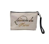 Pochette in lino - Pittore Celebre Creation Signature Collage Art Artiste Pittura Fiori Frutta - Astuccio trucco in tela effetto lino - Astuccio da toilette - Portamonete, Da Vinci 2, 23.5 x 15 cm,