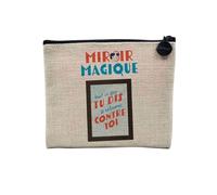 Pochette in lino - Specchio magico per bambini Expression Dispute Humour - Astuccio per trucco in tela effetto lino, portamonete - 15 x 10 cm, Specchio magico, 15 x 10 cm, Astuccio per il trucco