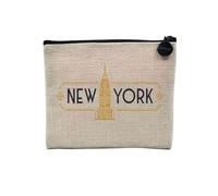 Pochette in lino - Stile Art Deco Creation Moderne 1930 1920 Monumento Art Deco Luxe - Astuccio per trucco in tela effetto lino - Astuccio da toilette - Portamonete, new york, 15 x 10 cm, Astuccio per