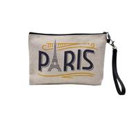 Pochette in lino - Stile Art Deco Creation Moderne 1930 1920 Monumento Art Deco Luxe - Astuccio per trucco in tela effetto lino - Astuccio da toilette - Portamonete, paris, 23.5 x 15 cm, Astuccio per