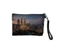 Pochette in lino - Tours Kuala Lumpur de Nuit Lumiere Città Malaysia - Astuccio per trucco in tela effetto lino, astuccio da toilette - 23,5 x 15 cm, Kuala Lumpur, 23.5 x 15 cm, Astuccio per il trucco